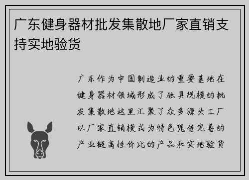 广东健身器材批发集散地厂家直销支持实地验货